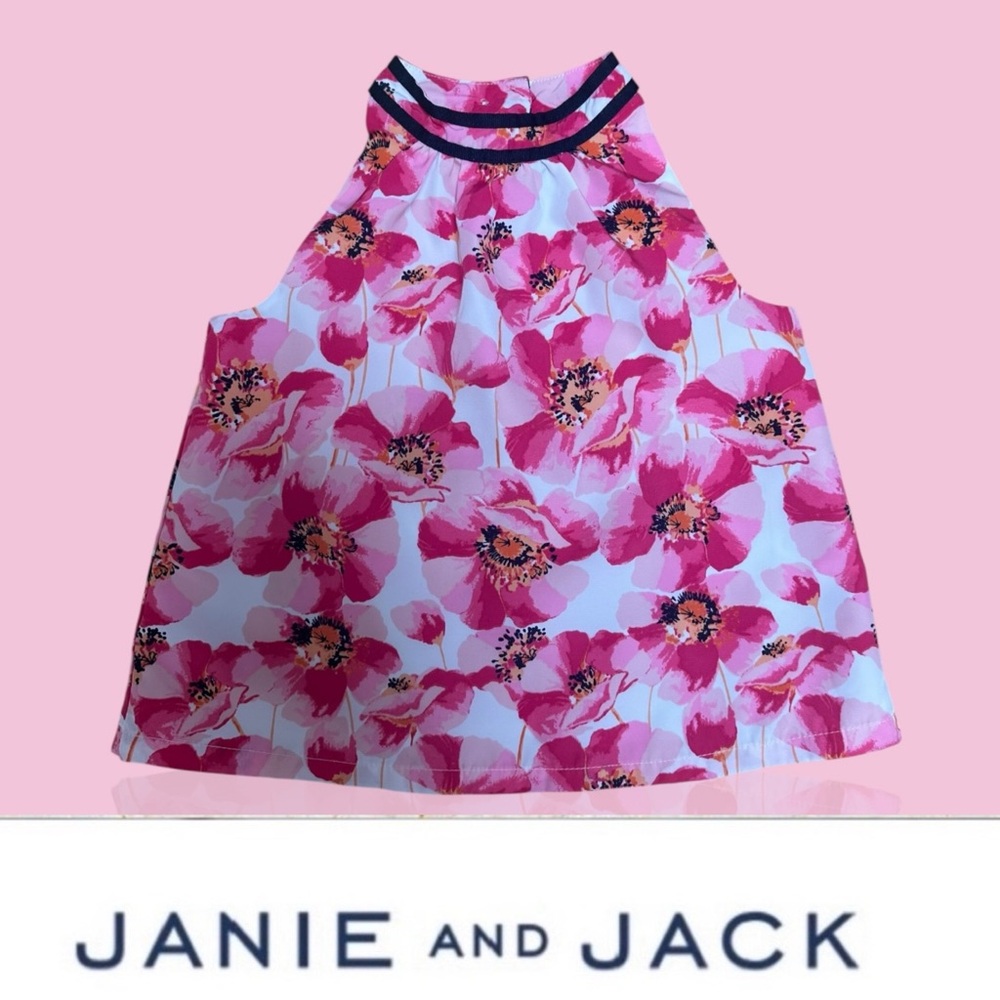 Janie and Jack Pink and White Poppy Floral Blouse,‎ Size 18-24 M, MSRP $38